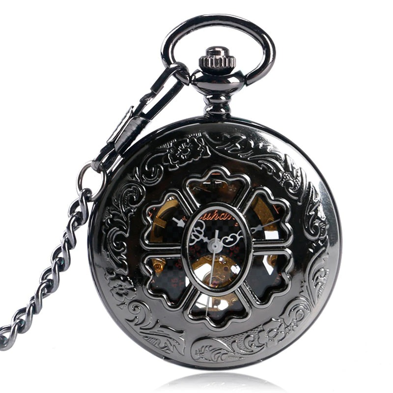 Mechanical Pocket Watch with Beautiful Flower / Luxury Vintage Pendant for Men and Women