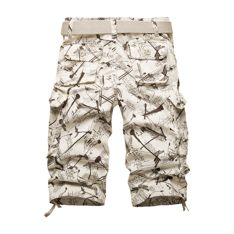 Men Cargo Cotton Shorts with Side Pockets / Alternative Fashion Camouflage Multi-Pocket Pants