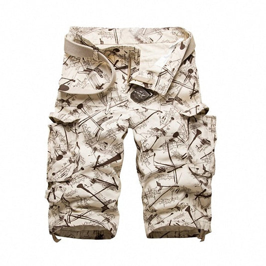 Men Cargo Cotton Shorts with Side Pockets / Alternative Fashion Camouflage Multi-Pocket Pants