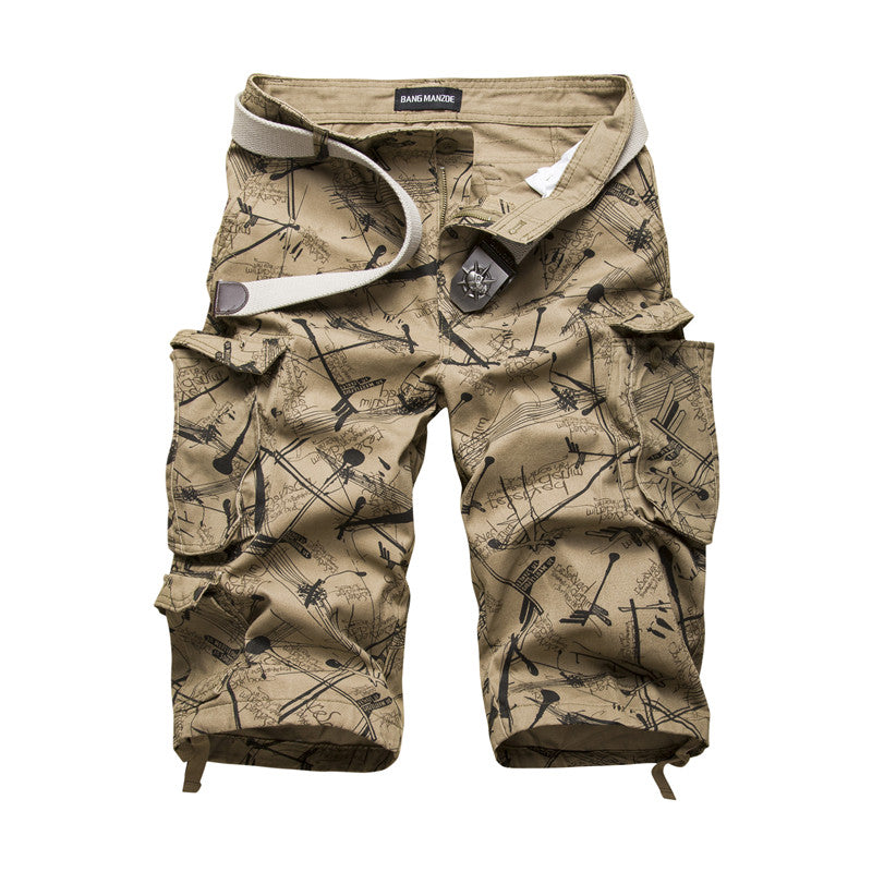 Men Cargo Cotton Shorts with Side Pockets / Alternative Fashion Camouflage Multi-Pocket Pants