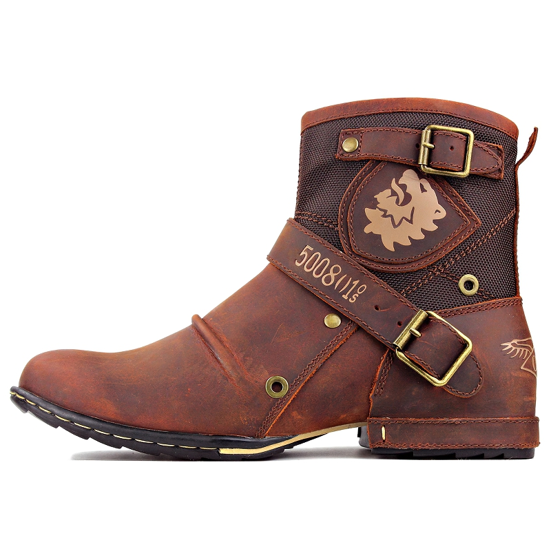 Men Casual Boots Of Genuine Leather / Male Rock Style Legwear / Alternative Fashion