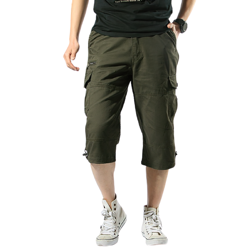 Men Cotton Capri shorts / Multi Pocket Military Camouflage / Edgy clothing