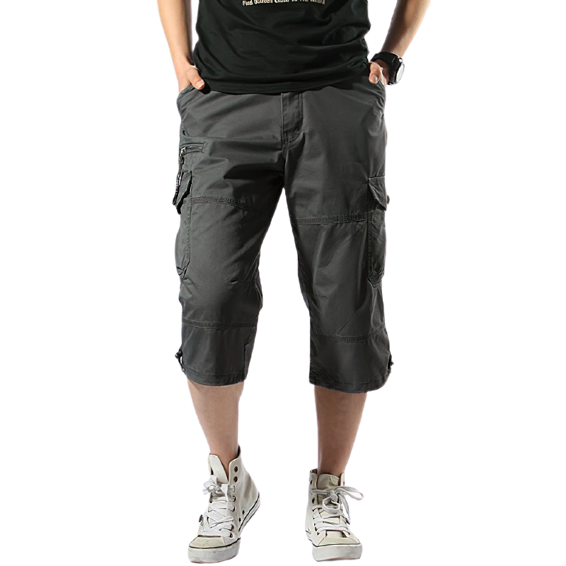 Men Cotton Capri shorts / Multi Pocket Military Camouflage / Edgy clothing