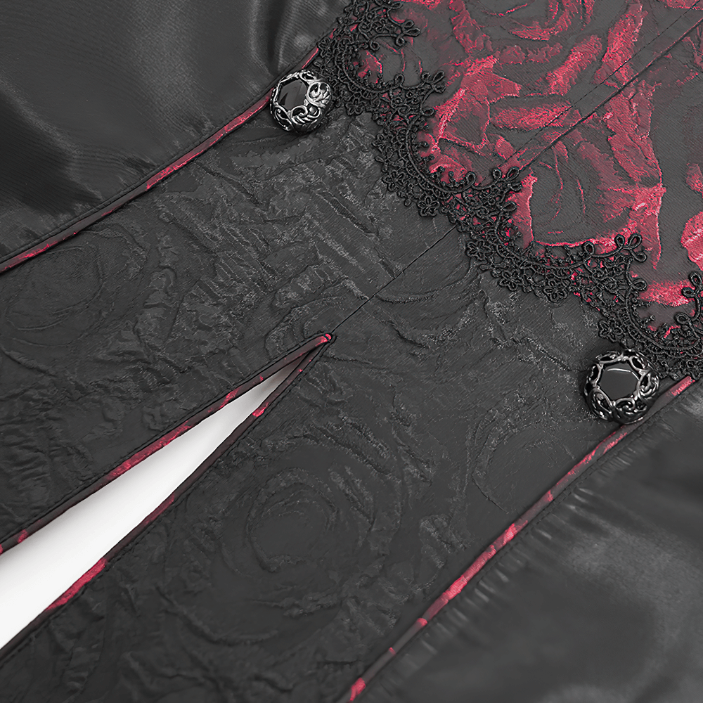 Men's Gothic Brocade Tailcoat Vest with Cross Detail