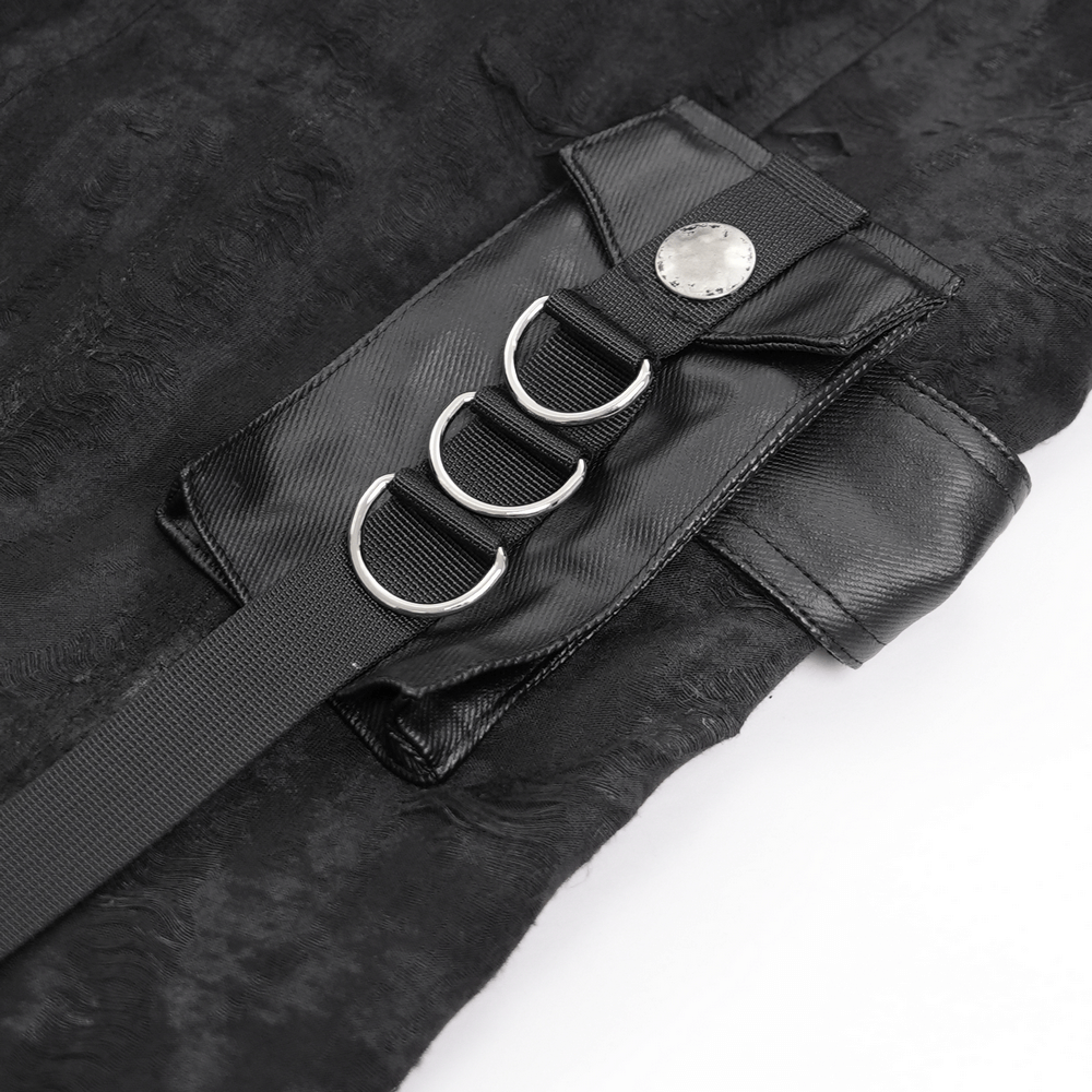 Men's Gothic Hooded Coat with Buckles and Chains