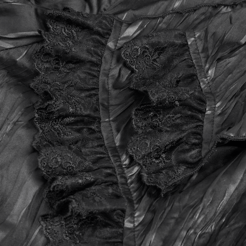 Men's Gothic Puff Sleeved Ruffled Shirt / Black Shirt with Buttons and Removable Сhains