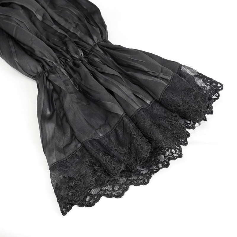 Men's Gothic Puff Sleeved Ruffled Shirt / Black Shirt with Buttons and Removable Сhains