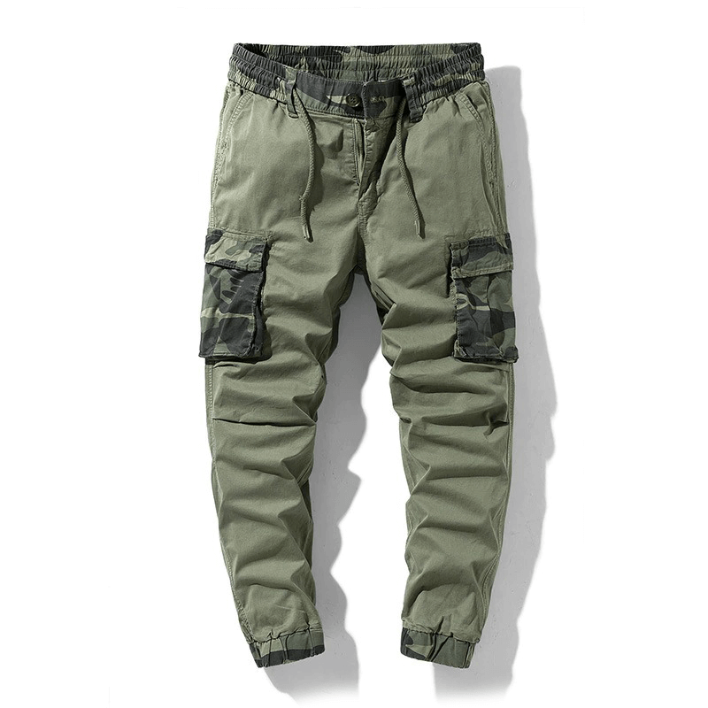 Men's Joggers with Camouflage Elements / Cargo Elastic Waist Trousers / Streetwear for Men