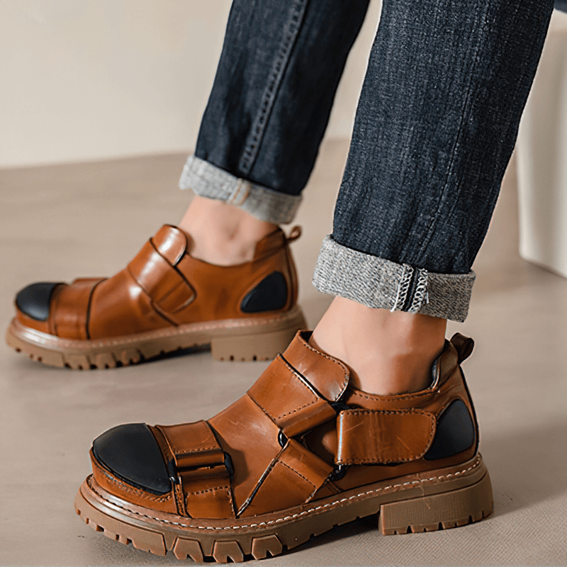 Men's Luxury Genuine Leather Shoes / Punk Rock Shoes with Non-Slip Rubber Platform