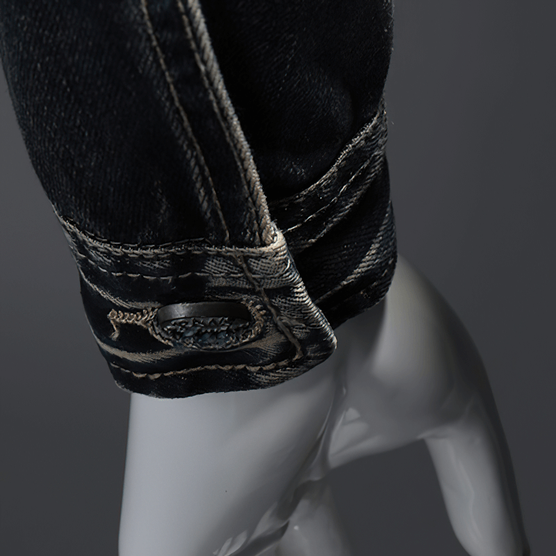 Men's Motorcycle Zipper Denim Jacket / Male Stand Collar Jacket / Fashion Slim Fit Outerwear