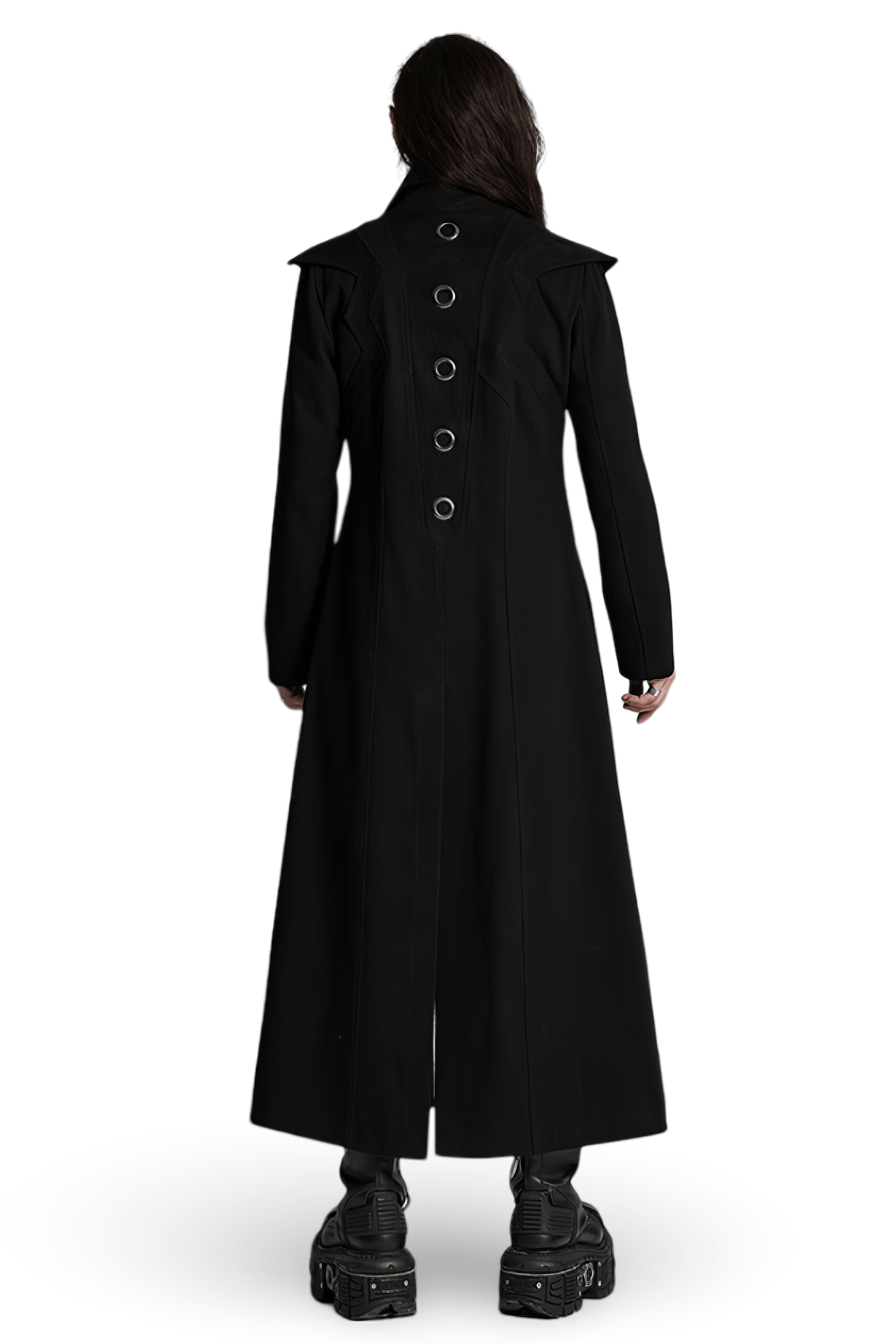 Men's Punk Long Coat with Metal and Mesh Details