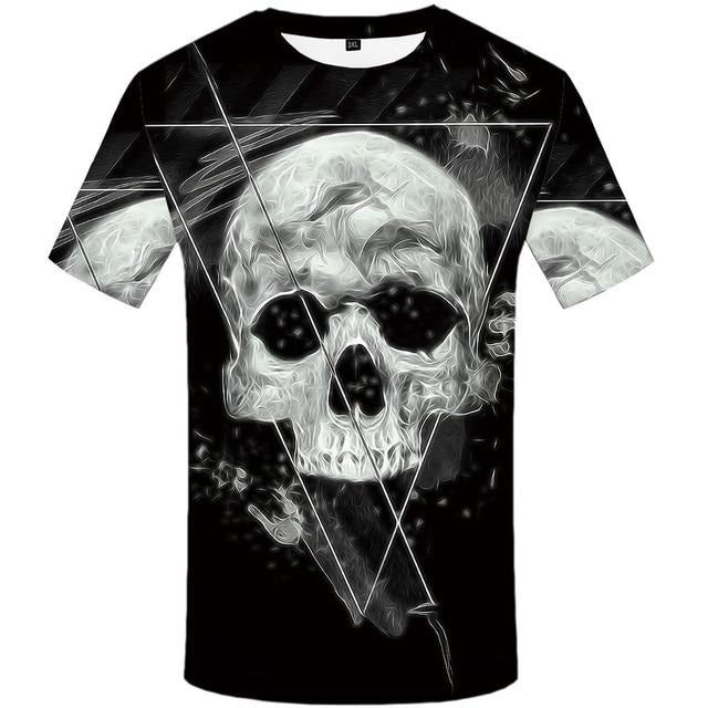 Men T-Shirt Black And White Punk Rock Clothes Gothic Style 3d Print Clothing Streetwear 1