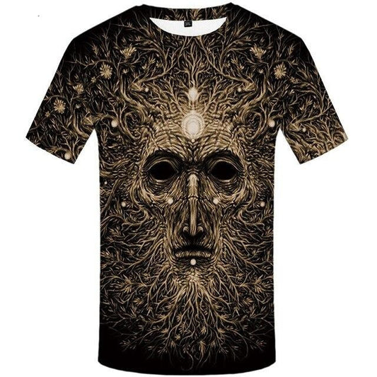 Men T-Shirt Black And White Punk Rock Clothes Gothic Style 3d Print Clothing Streetwear