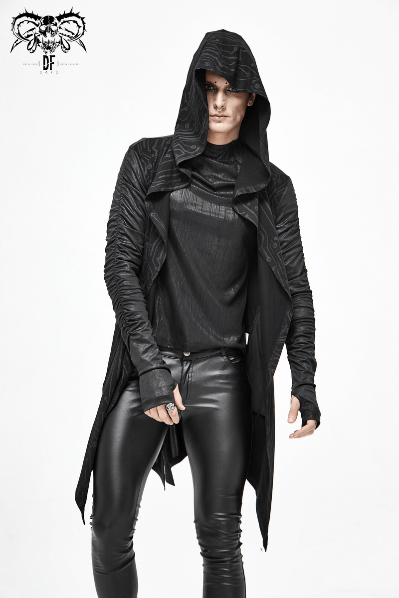 Men's Asymmetric and Pointed Hem Coat / Gathered Sleeves Coats Cyberpank Style