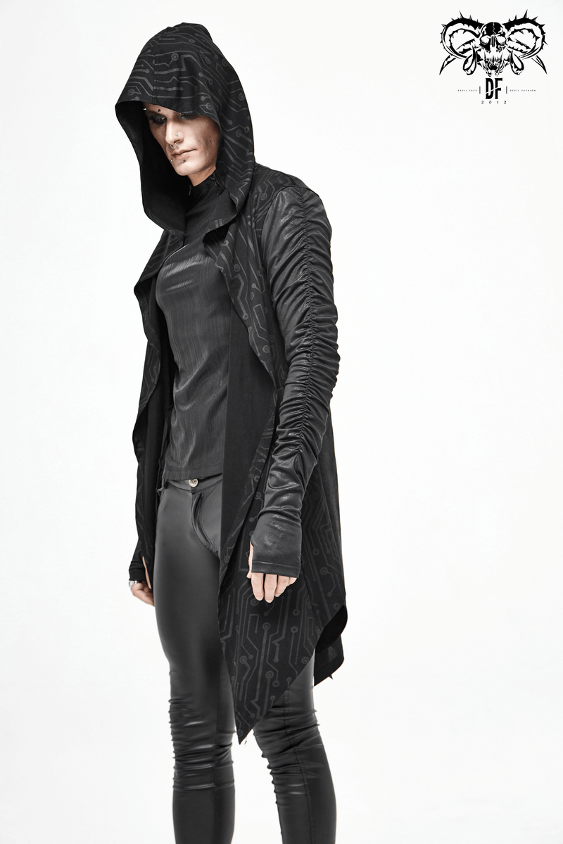 Men's Asymmetric and Pointed Hem Coat / Gathered Sleeves Coats Cyberpank Style