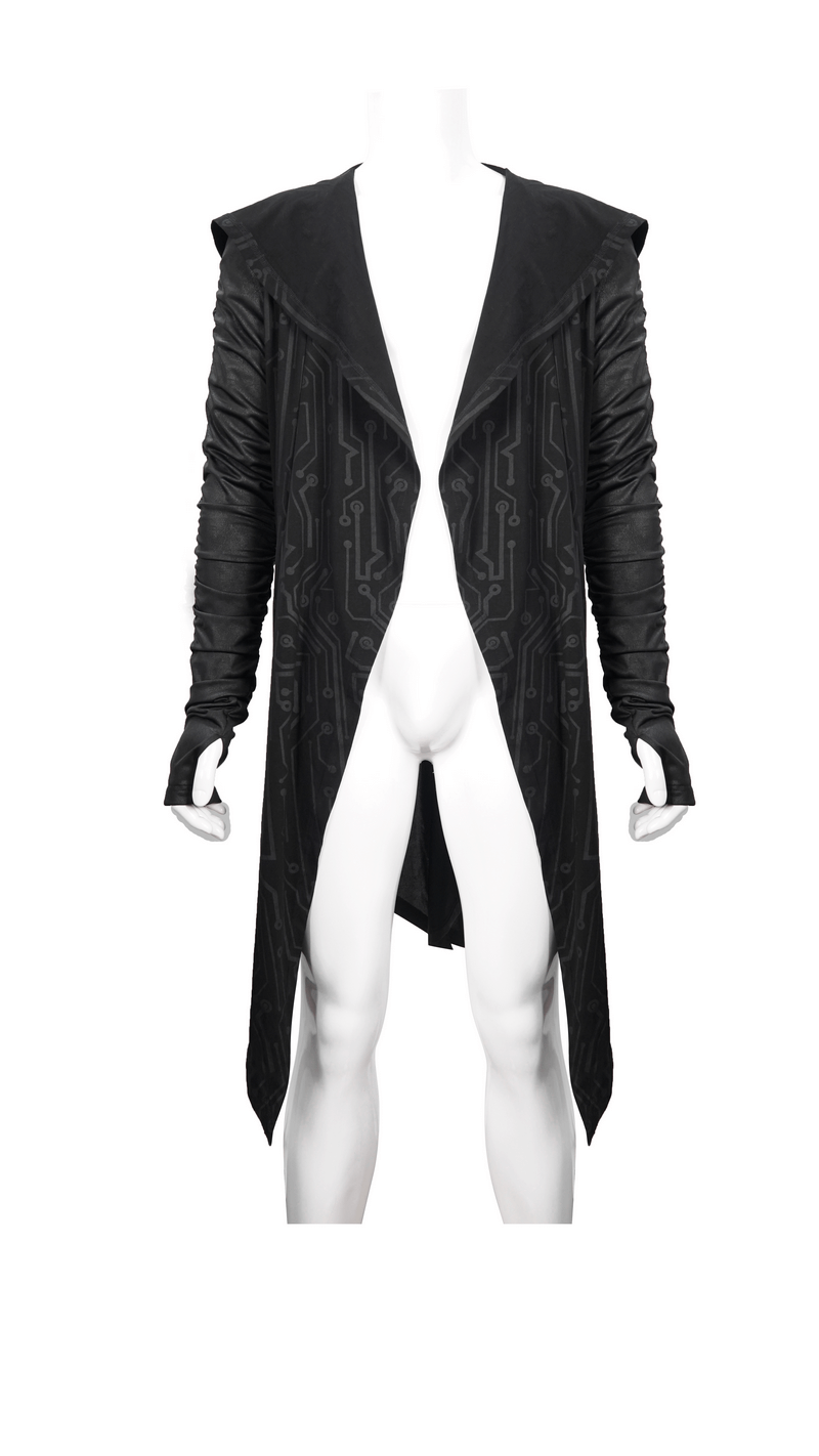 Men's Asymmetric and Pointed Hem Coat / Gathered Sleeves Coats Cyberpank Style