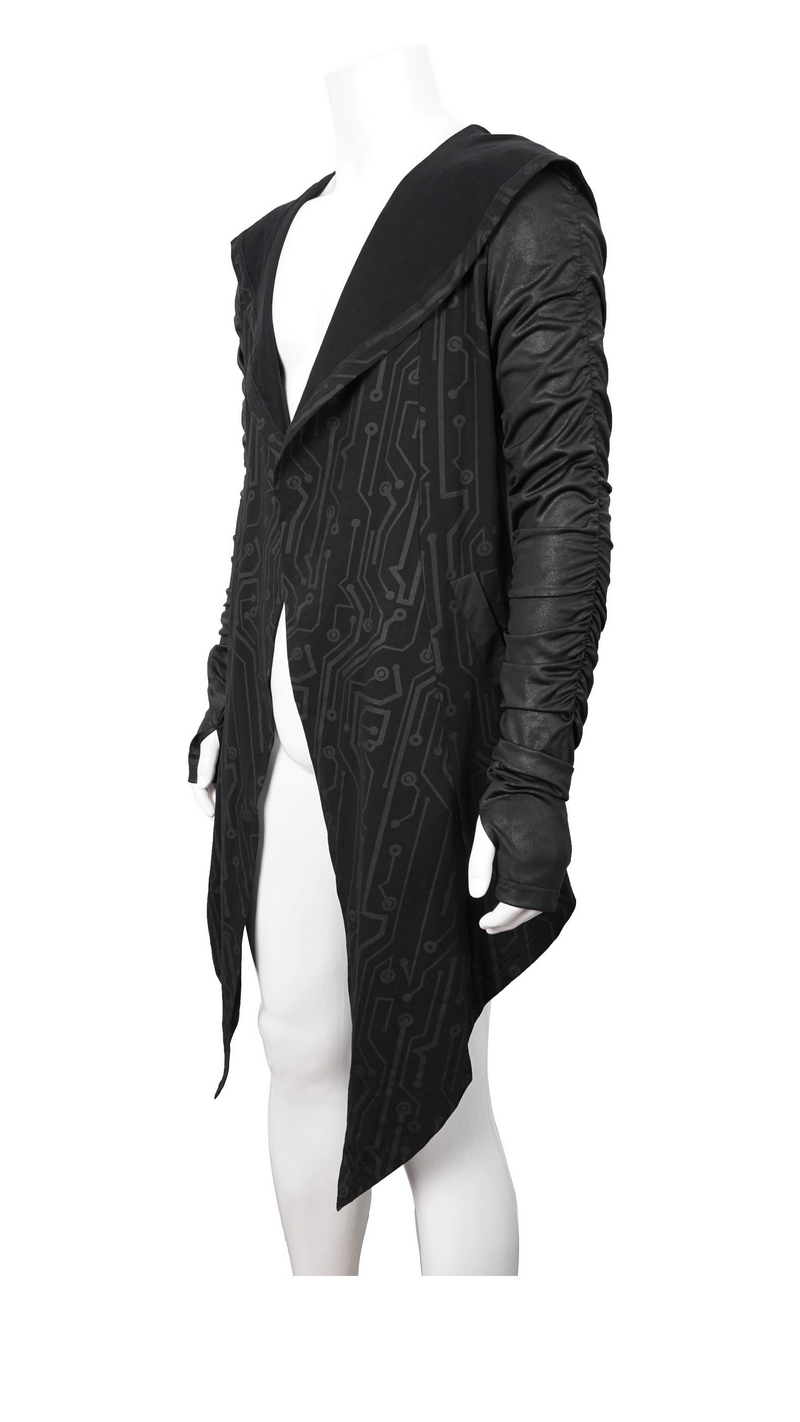 Men's Asymmetric and Pointed Hem Coat / Gathered Sleeves Coats Cyberpank Style