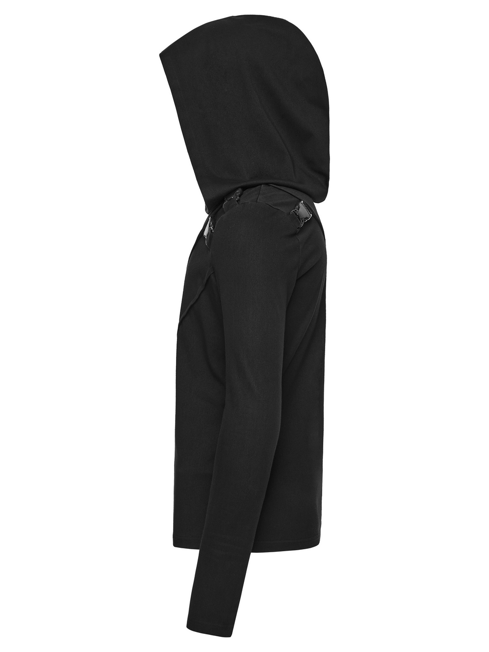 Men's Asymmetric Hoodie with Zipper and Buckle Details