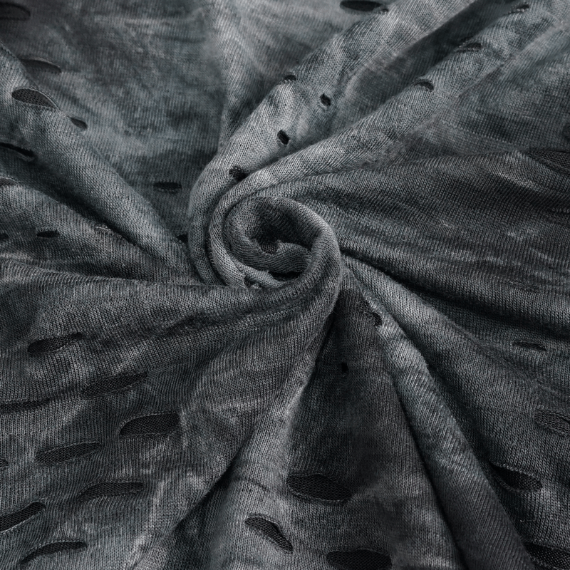 Men's Asymmetrical Textured Top with High Neck and Buckles