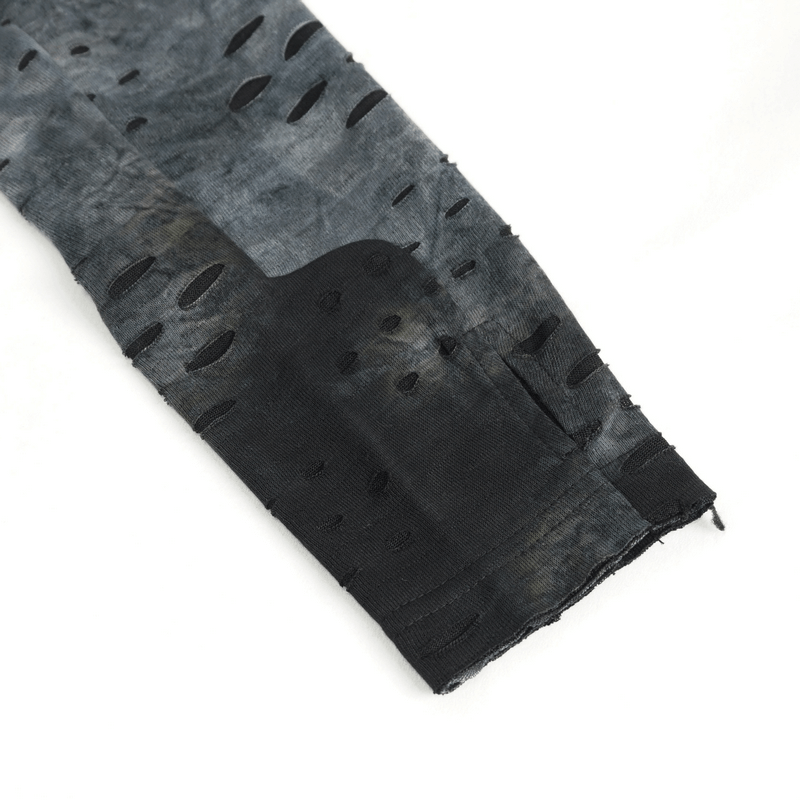 Men's Asymmetrical Textured Top with High Neck and Buckles