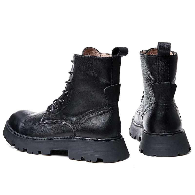 Men's Black Lace Up Boots / Leather Motorcycle Boots / Alternative Footwear