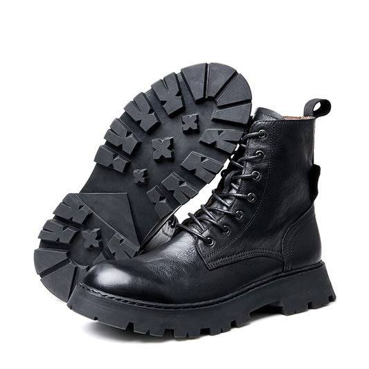 Men's Black Lace Up Boots / Leather Motorcycle Boots / Alternative Footwear