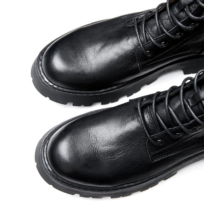 Men's Black Lace Up Boots / Leather Motorcycle Boots / Alternative Footwear