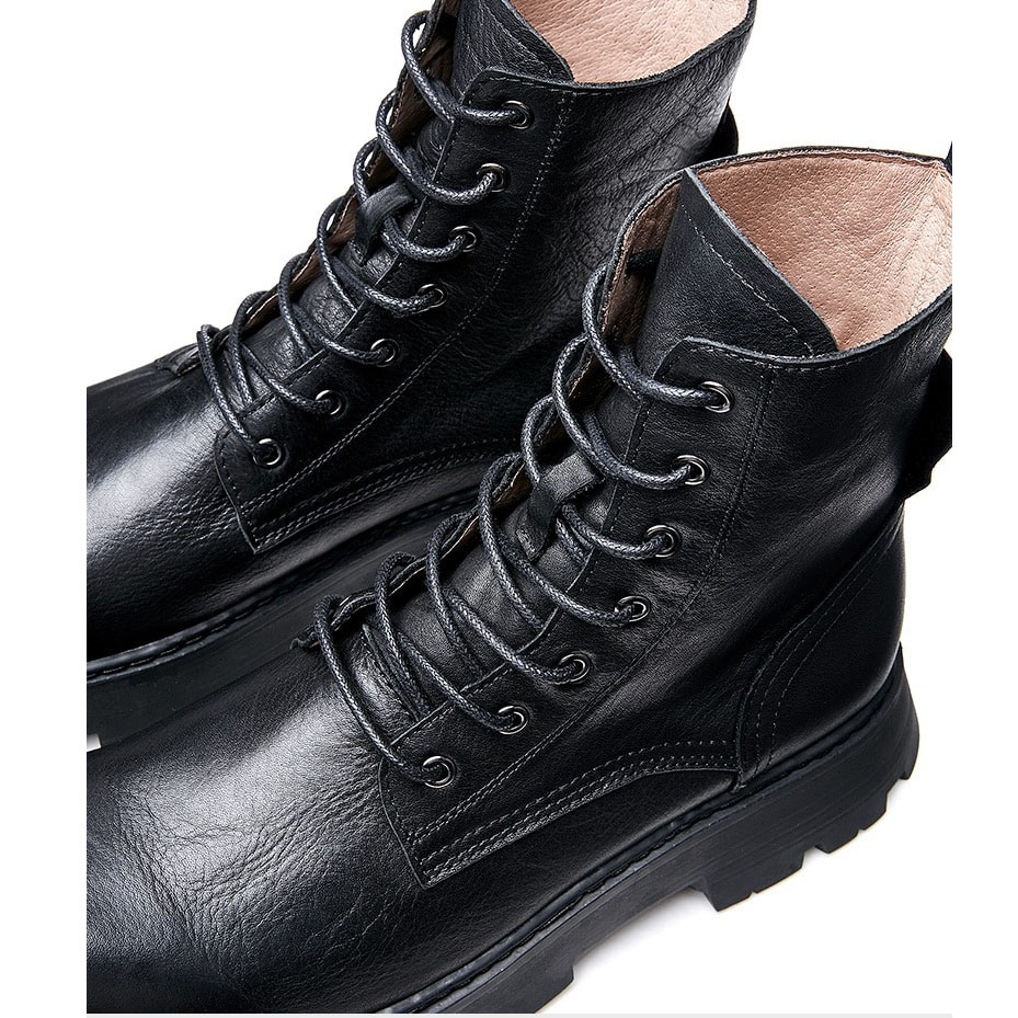 Men's Black Lace Up Boots / Leather Motorcycle Boots / Alternative Footwear