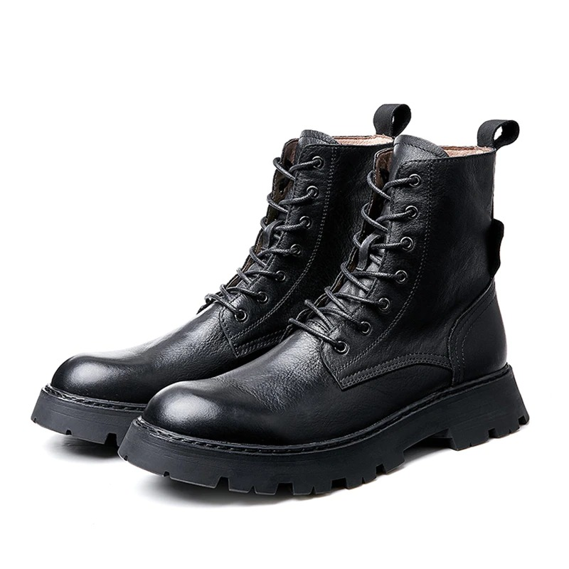 Men's Black Lace Up Boots / Leather Motorcycle Boots / Alternative Footwear