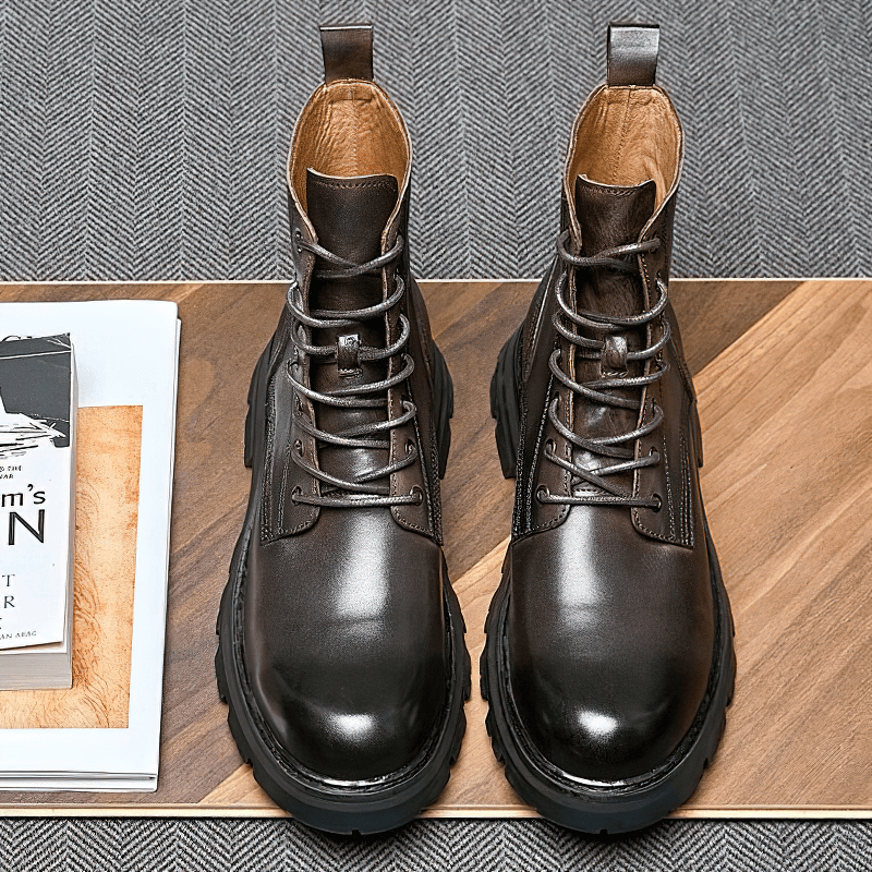 Men's Black Lace Up Boots / Leather Motorcycle Boots / Alternative Footwear