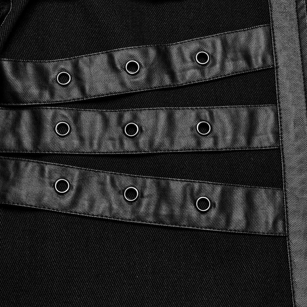 Men's Black Punk Jacket with Buckles and Zipper