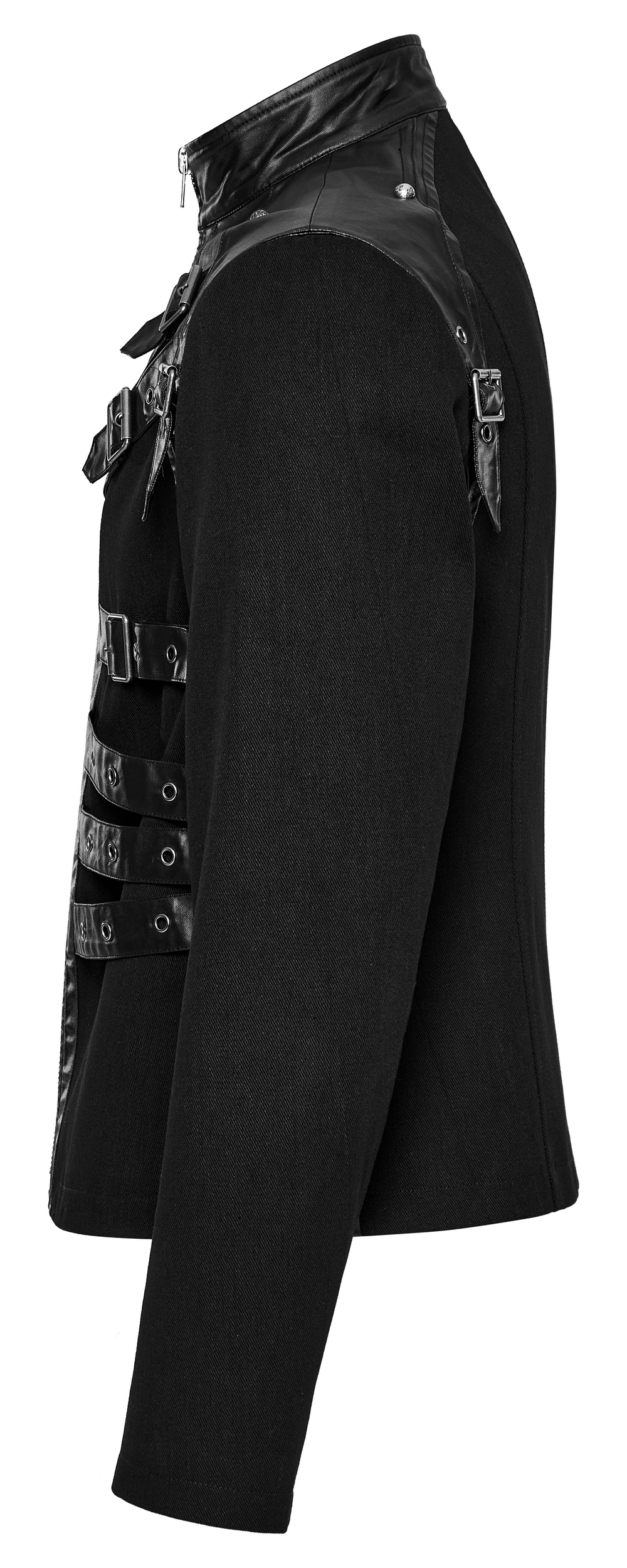 Men's Black Punk Jacket with Buckles and Zipper