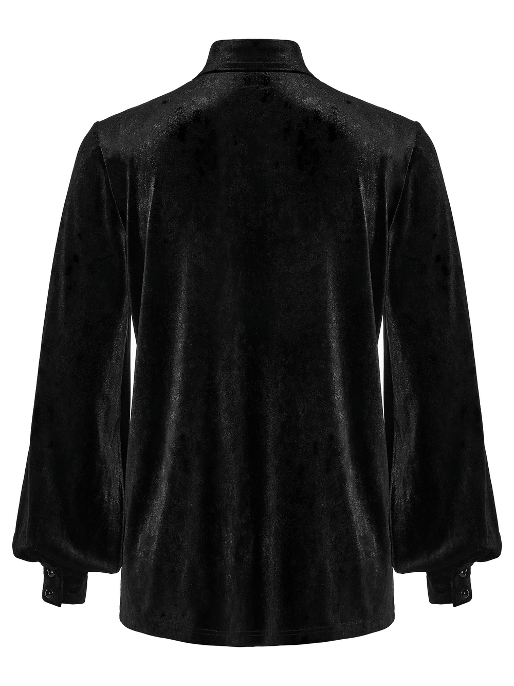 Men's Black Velvet Long-Sleeved Shirt with Gothic Style
