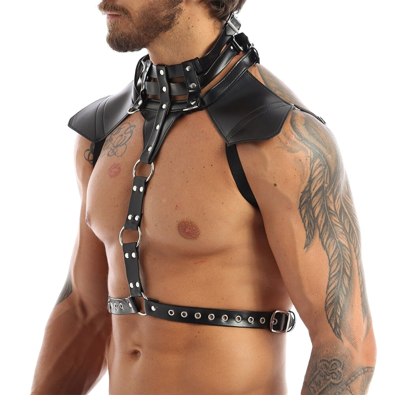 Men's Body Harness With Faux Leather / Halter Neck Buckles with O-rings