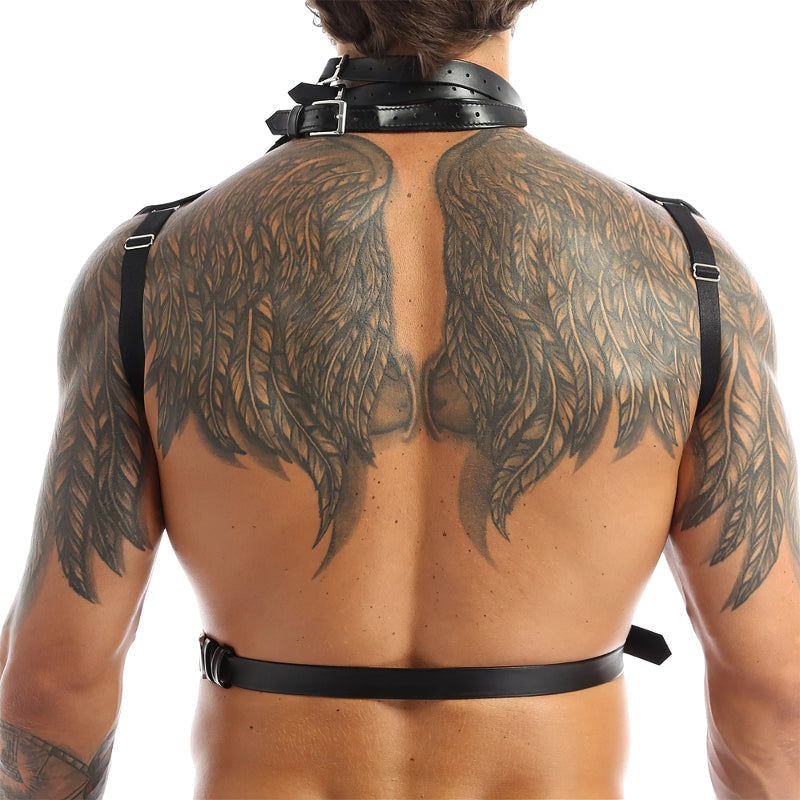 Men's Body Harness With Faux Leather / Halter Neck Buckles with O-rings