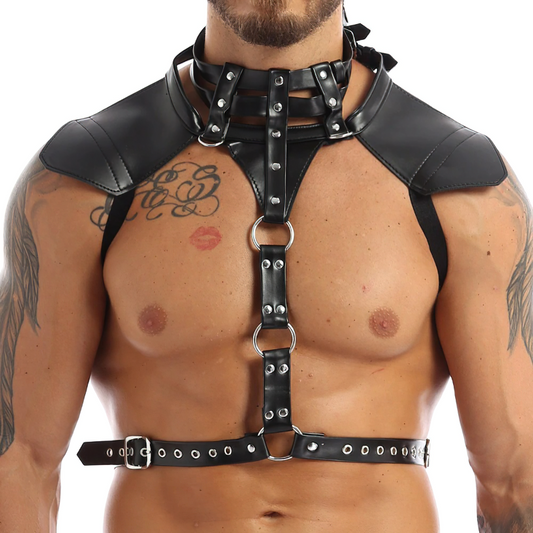 Men's Body Harness With Faux Leather / Halter Neck Buckles with O-rings