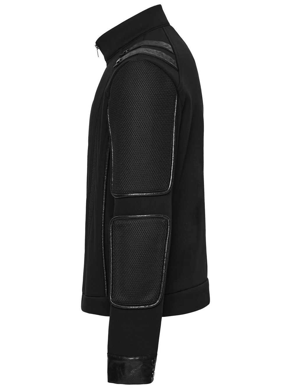 Men's Cyberpunk Fleece and Mesh Jacket with Panel Details