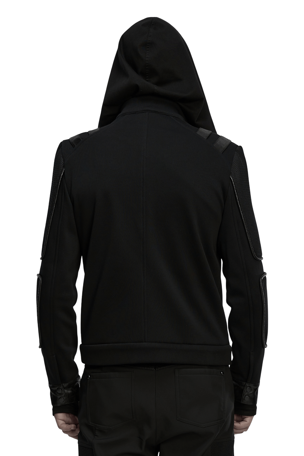 Men's Cyberpunk Fleece and Mesh Jacket with Panel Details