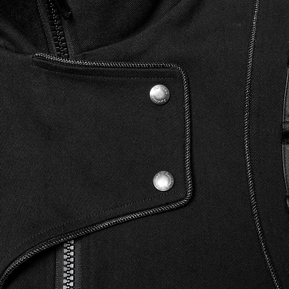 Men's Cyberpunk Jacket with Buckles and Rivet Detailing
