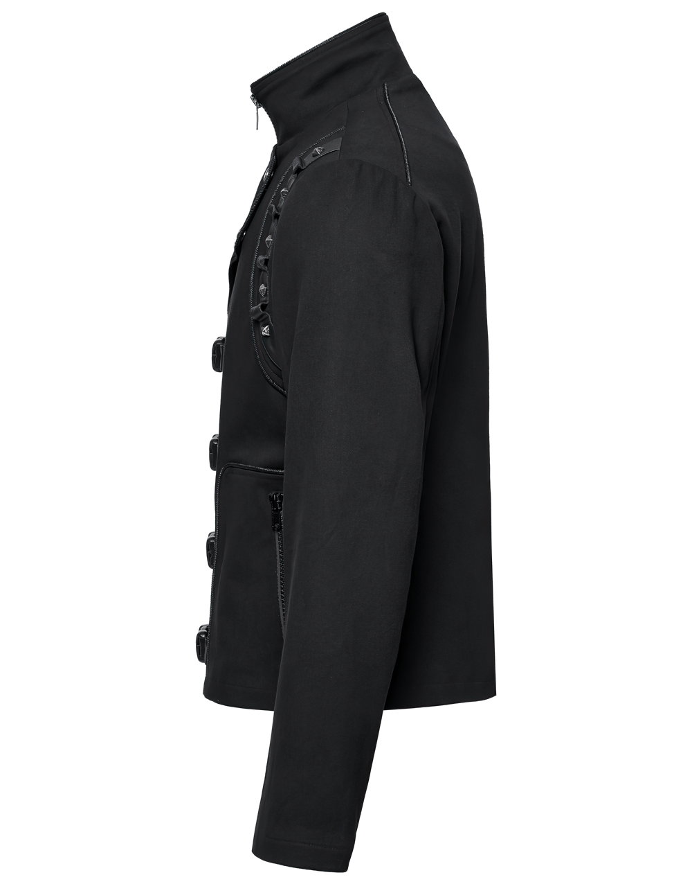 Men's Cyberpunk Jacket with Buckles and Rivet Detailing