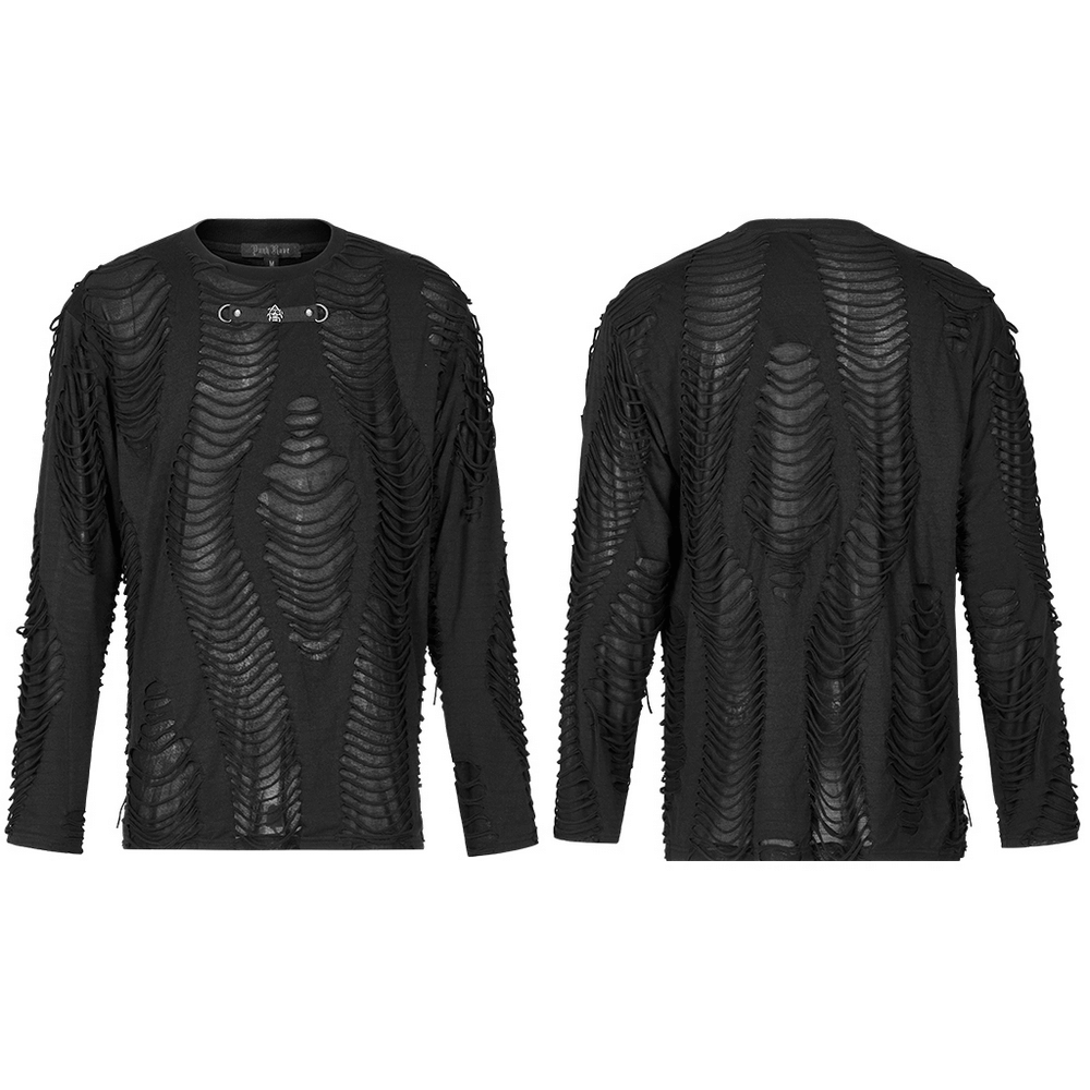 Men's Distressed Ripped Gothic Long Sleeves Sweatshirt