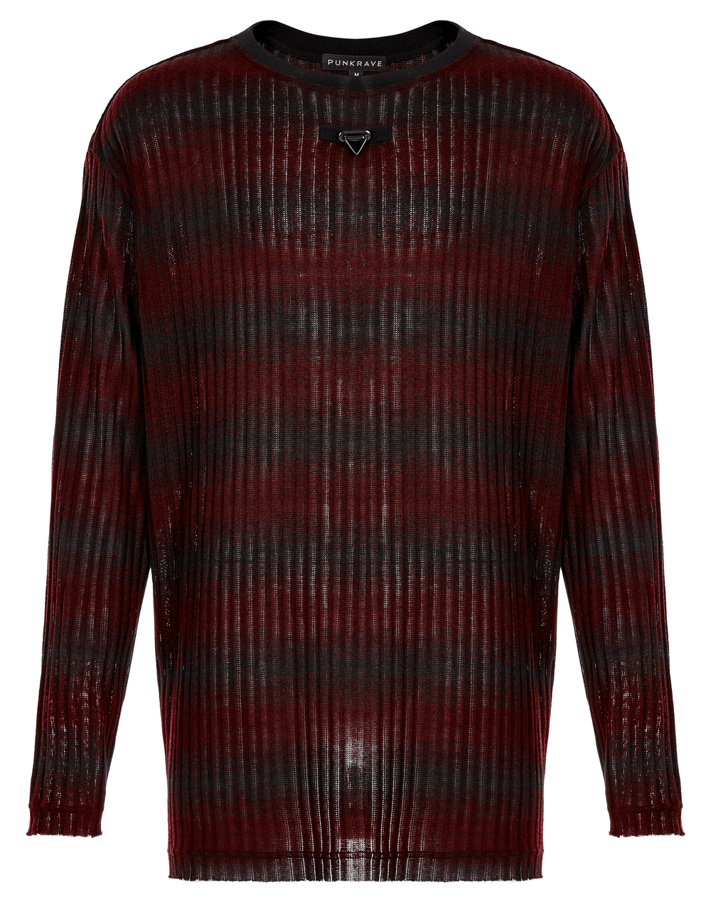 Men's Edgy Striped Knit Sweater with Metal Detail