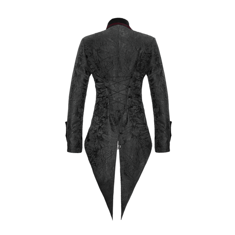 Men's Elegant Jacket with Brocade / Gothic Zipper Jacket with Lacing on the Back
