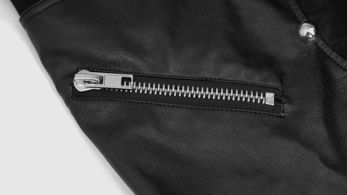 Men's Faux Leather Zipper Trousers With Pockets / Asymmetric Rivets Spliced Pants in Punk Style