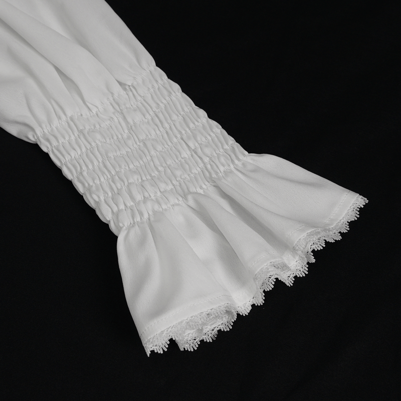 Men's Frilly White Shirts With Buttons on Front / Vintage Long Sleeves Clothes with Ruffled Cuffs