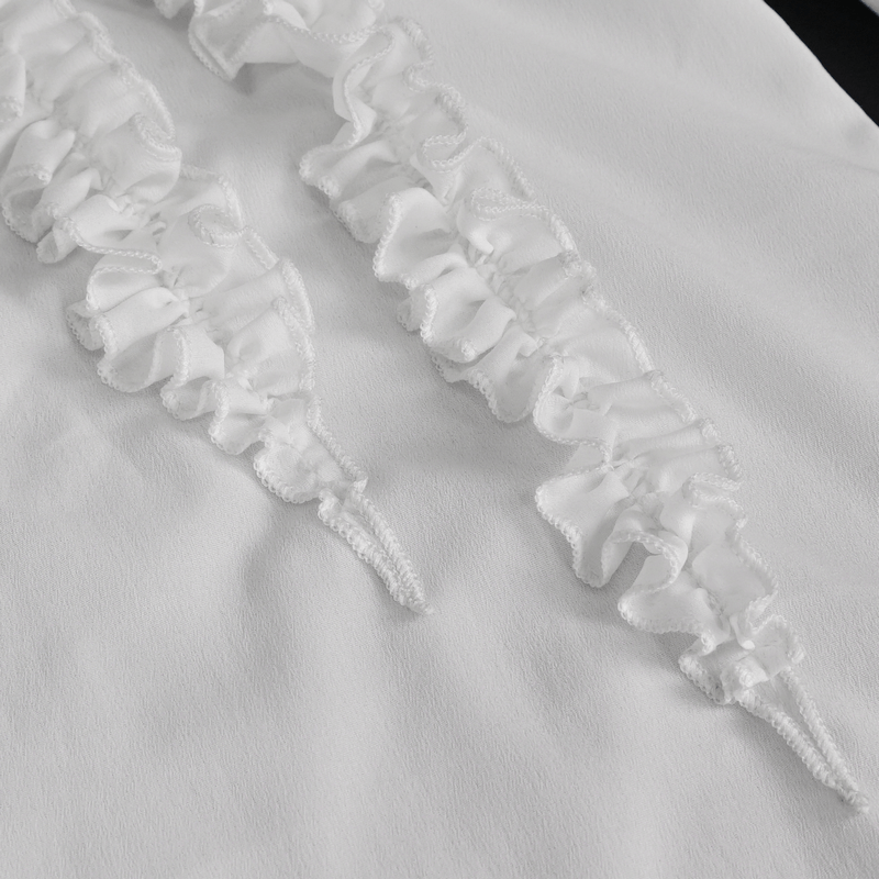 Men's Frilly White Shirts With Buttons on Front / Vintage Long Sleeves Clothes with Ruffled Cuffs