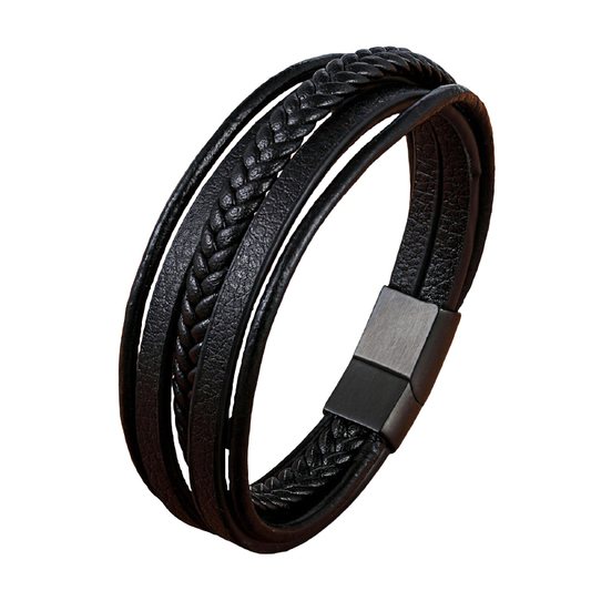 Men's Genuine Leather Bracelet in Rock Style / Stainless Steel Magnetic Clasp Bracelet