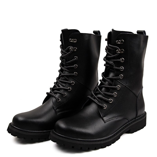 Men's Genuine Leather Lace Up Motorcycle Boots / Trendy Warm Waterproof Ankle Boots