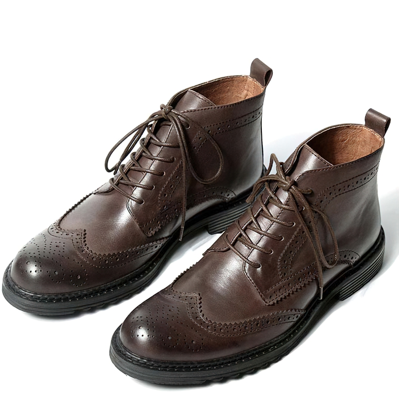 CLEARANCE / Men's Genuine Leather Round Toe Lace Up Brogue Shoes - US