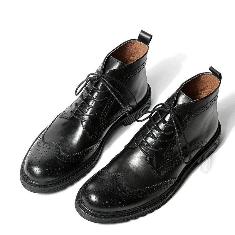 CLEARANCE / Men's Genuine Leather Round Toe Lace Up Brogue Shoes - US